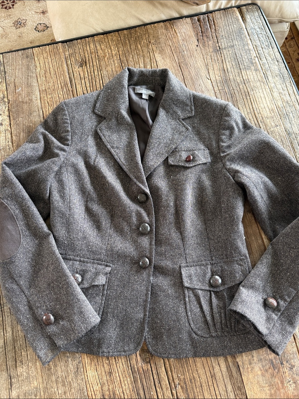 Anne Taylor Wool Blend Tailored Blazer Jacket - Brown